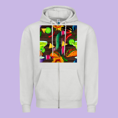 Margarita And Taco Seamless Pattern Zipper Hoodie Designed By Bundleandbundleshop
