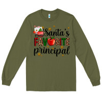 Army Green santa's favorite principal Long Sleeve Tee - AdoDesignShop