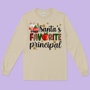 Santa's Favorite Principal Long Sleeve Tee Designed By Adodesignshop