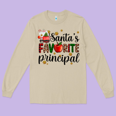 Santa's Favorite Principal Long Sleeve Tee Designed By Adodesignshop