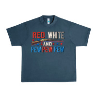 Midnight Navy Red white and pew pew pew Urban Heavy Tee - CowGirlArtShop