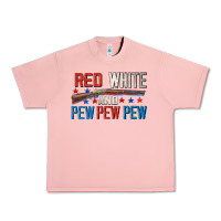 Salmon Red white and pew pew pew Urban Heavy Tee - CowGirlArtShop