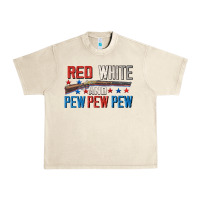 Sandshell Red white and pew pew pew Urban Heavy Tee - CowGirlArtShop