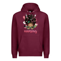 Burgundy Afro Messy Bun Nursing Bbs Premium Hoodie - BundleAndBundleShop