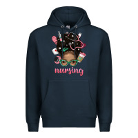 Navy Afro Messy Bun Nursing Bbs Premium Hoodie - BundleAndBundleShop