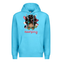 Ocean Blue Afro Messy Bun Nursing Bbs Premium Hoodie - BundleAndBundleShop