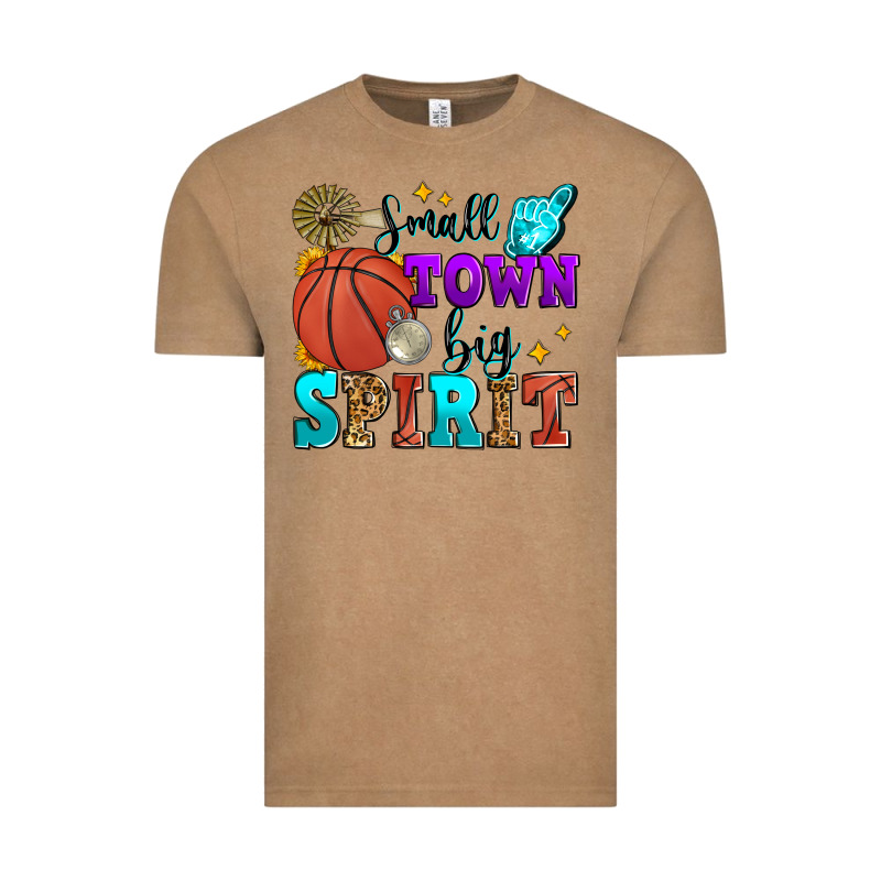 Small Town Big Spirit Basketball Vintage Tee by Zillion Design Studio | Teevron