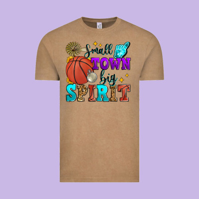Small Town Big Spirit Basketball Vintage Tee Designed By Zillion Design Studio