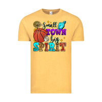 Vintage Mustard small town big spirit basketball Vintage Tee - Zillion Design Studio