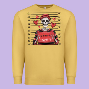 I Steal Hearts Skeleton Valentine's Day Premium Sweatshirt Designed By Maliassmallbusiness