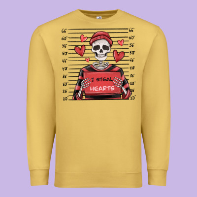 I Steal Hearts Skeleton Valentine's Day Premium Sweatshirt Designed By Maliassmallbusiness