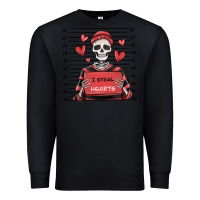 Black i steal hearts skeleton valentine's day Premium Sweatshirt - MaliasSmallBusiness
