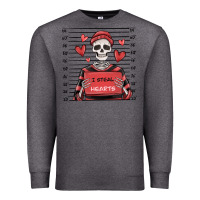 Charcoal Heather i steal hearts skeleton valentine's day Premium Sweatshirt - MaliasSmallBusiness