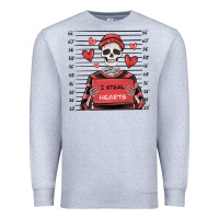 Heather Grey i steal hearts skeleton valentine's day Premium Sweatshirt - MaliasSmallBusiness