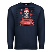 Navy i steal hearts skeleton valentine's day Premium Sweatshirt - MaliasSmallBusiness