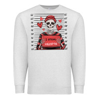 Oatmeal Heather i steal hearts skeleton valentine's day Premium Sweatshirt - MaliasSmallBusiness