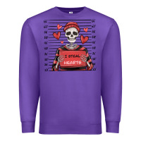 Purple i steal hearts skeleton valentine's day Premium Sweatshirt - MaliasSmallBusiness