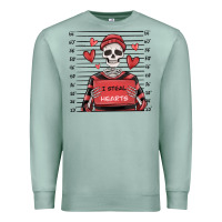 Seafoam i steal hearts skeleton valentine's day Premium Sweatshirt - MaliasSmallBusiness