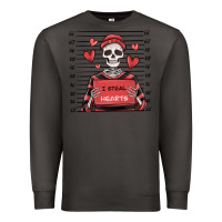 Smoke i steal hearts skeleton valentine's day Premium Sweatshirt - MaliasSmallBusiness