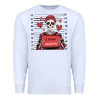 White i steal hearts skeleton valentine's day Premium Sweatshirt - MaliasSmallBusiness