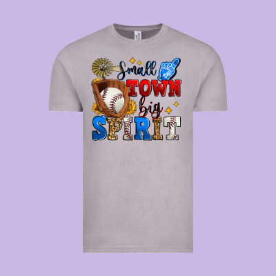 Small Town Big Spirit Baseball Vintage Tee Designed By Zillion Design Studio