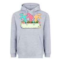 Heather Grey easter bunny trio Heavyweight Hoodie - MaliasSmallBusiness