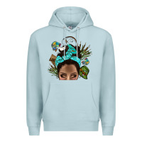 Blue Mist Lake Camping Afro Messy Bun Bbs Premium Hoodie - BundleAndBundleShop