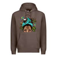 Coffee Lake Camping Afro Messy Bun Bbs Premium Hoodie - BundleAndBundleShop