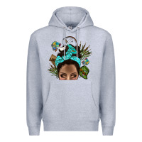 Heather Grey Lake Camping Afro Messy Bun Bbs Premium Hoodie - BundleAndBundleShop