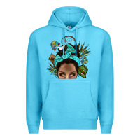 Ocean Blue Lake Camping Afro Messy Bun Bbs Premium Hoodie - BundleAndBundleShop