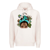 Pale Pink Lake Camping Afro Messy Bun Bbs Premium Hoodie - BundleAndBundleShop
