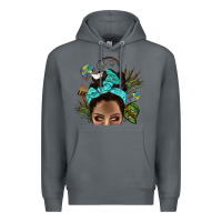 Rock Lake Camping Afro Messy Bun Bbs Premium Hoodie - BundleAndBundleShop