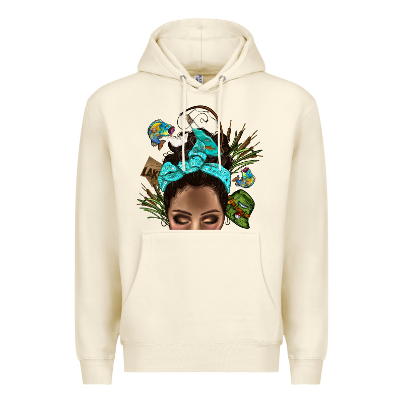 Lake Camping Afro Messy Bun Bbs Premium Hoodie by BundleAndBundleShop | Teevron