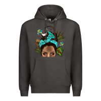 Smoke Lake Camping Afro Messy Bun Bbs Premium Hoodie - BundleAndBundleShop
