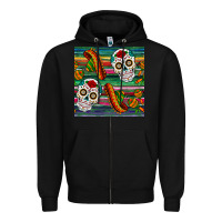Black sugar skull seamless pattern Zipper Hoodie - BundleAndBundleShop