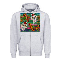 Heather Grey sugar skull seamless pattern Zipper Hoodie - BundleAndBundleShop