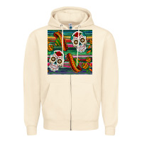 Sandshell sugar skull seamless pattern Zipper Hoodie - BundleAndBundleShop