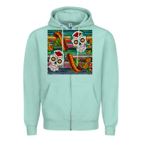 Seafoam sugar skull seamless pattern Zipper Hoodie - BundleAndBundleShop