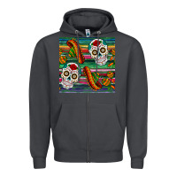 Smoke sugar skull seamless pattern Zipper Hoodie - BundleAndBundleShop