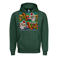 Sports Green sugar skull seamless pattern Zipper Hoodie - BundleAndBundleShop