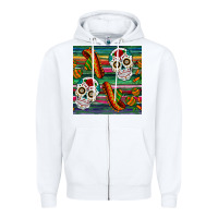 White sugar skull seamless pattern Zipper Hoodie - BundleAndBundleShop