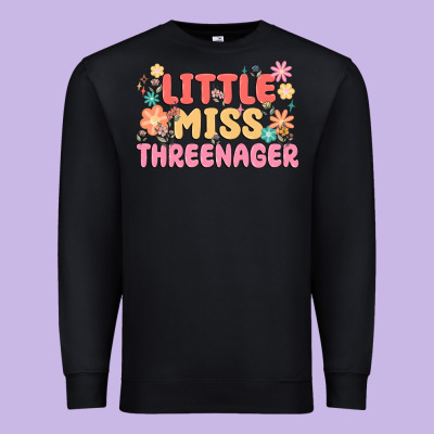 Little Miss Threenager Premium Sweatshirt Designed By Maliassmallbusiness