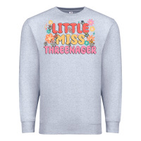Heather Grey little miss threenager Premium Sweatshirt - MaliasSmallBusiness