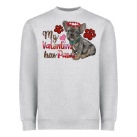 Heather Grey my valentine has paws french bulldog Heavyweight Sweatshirt - RanaPortraitStore