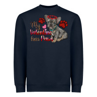 Navy my valentine has paws french bulldog Heavyweight Sweatshirt - RanaPortraitStore