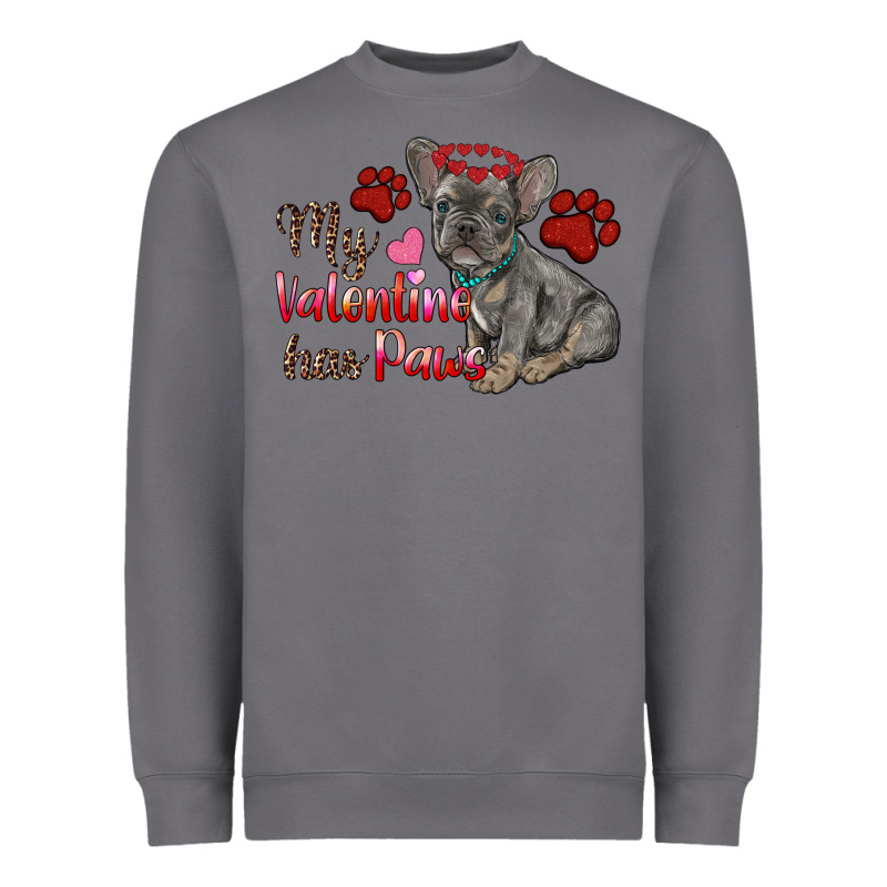 My Valentine Has Paws French Bulldog Heavyweight Sweatshirt by RanaPortraitStore | Teevron