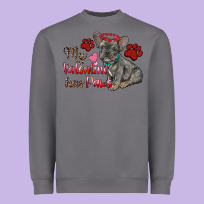 My Valentine Has Paws French Bulldog Heavyweight Sweatshirt Designed By Ranaportraitstore