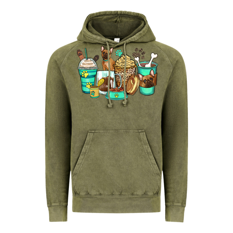 French Bulldog Coffee Cups Vintage Hoodie by Zillion Design Studio | Teevron