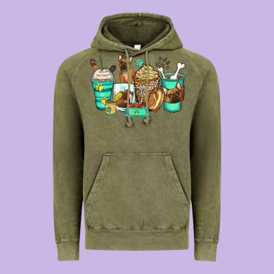 French Bulldog Coffee Cups Vintage Hoodie Designed By Zillion Design Studio