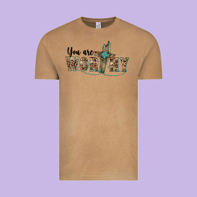 You Are Worthy Cross Vintage Tee Designed By Barkaloodesign